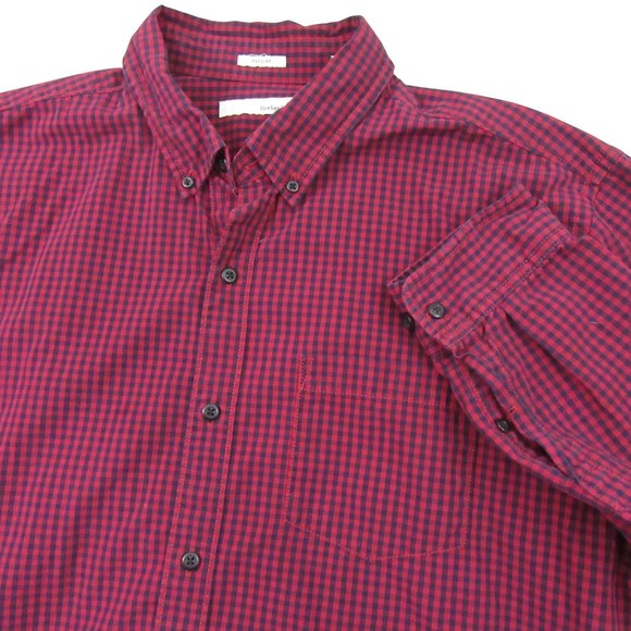 Hawker Rye Mens Button Down Shirt XL Regular Fit Red Black Gingham Check Pocket - Picture 1 of 8